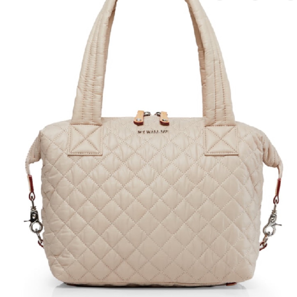 MZ Wallace Quilted Cream Shoulder Bag